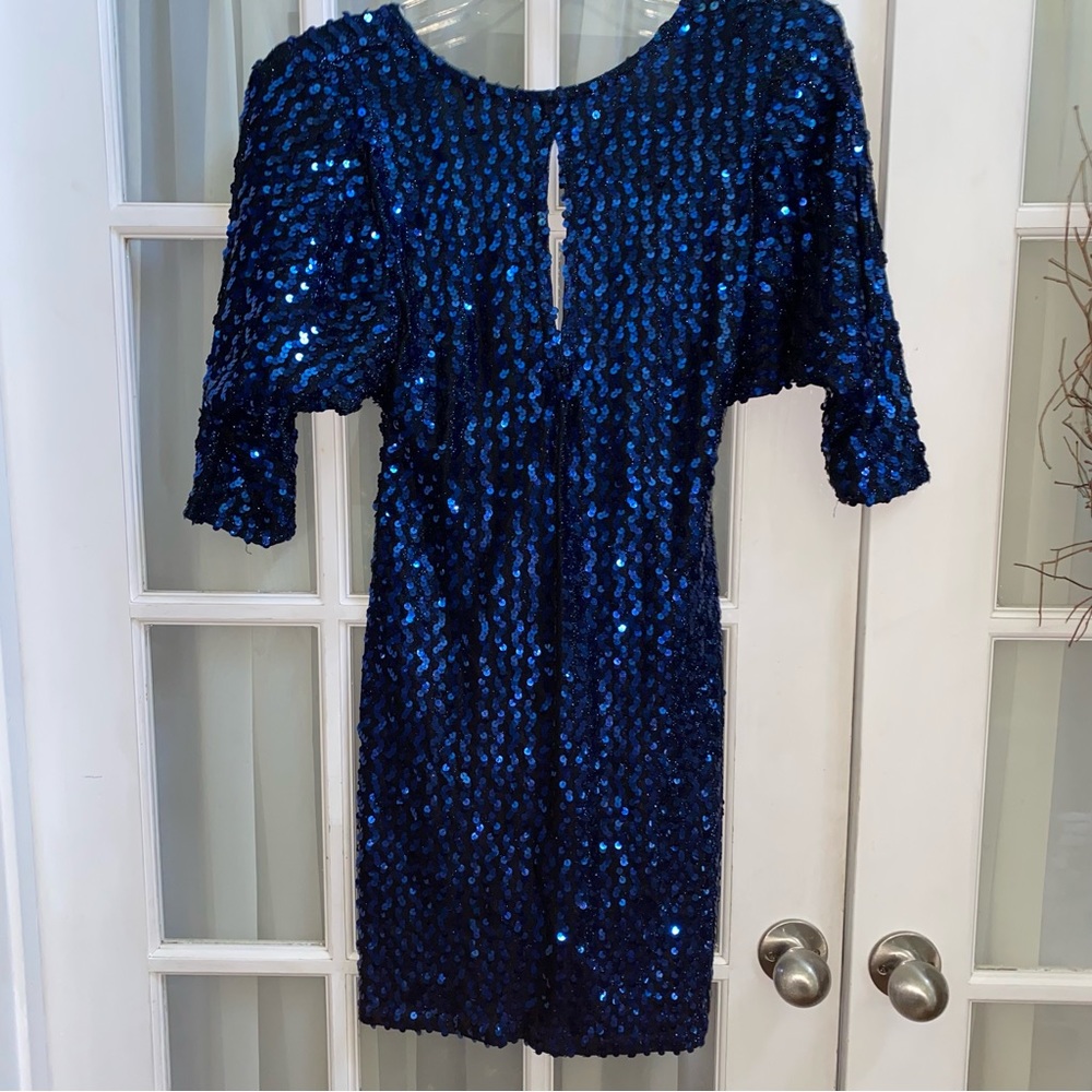 Vintage 80s Climax David Howard Sequin Cut Out Bodycon Backless Dress 5/ 7/8 USA